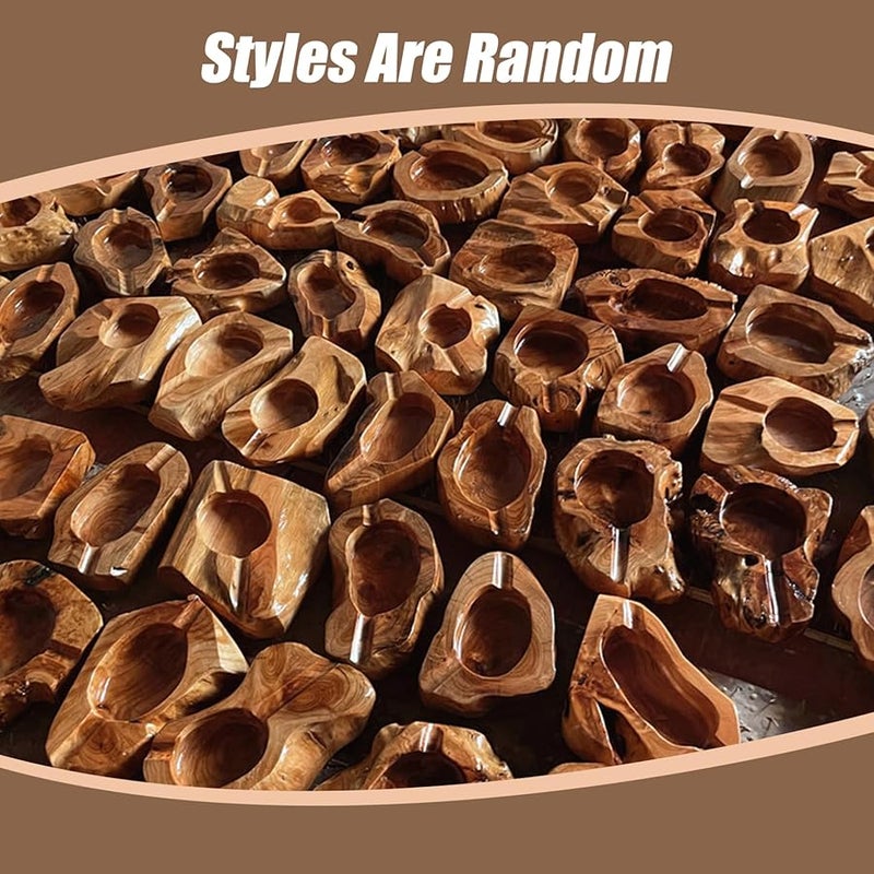 منفضة سيجار خشبية مع حامل ذو فتحتين للاستخدام الداخلي والخارجي، تصميم عشوائي - Image 5